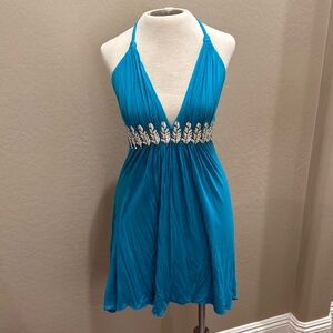 Sky Teal Blue High/Low Dress - Med.